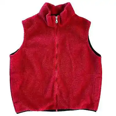 Buy Lands End Vintage Women’s Red Sherpa Fleece Vest - Size XL • 43.43£