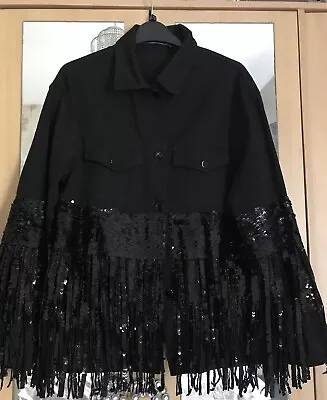 Buy Women’s Black Sequin Denim Jacket  • 12£