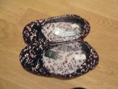 Buy Next Size 7 (41) Burgundy Mix Floral Ballet Style Slippers. New • 3.99£
