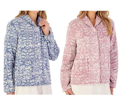 Buy Bed Jacket Slenderella Ladies Soft Fleece Damask Pattern Button Up House Coat • 26.65£