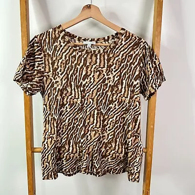 Buy Witchery Shirt Womens Extra Small Animal Print Linen Short Sleeve • 9.13£