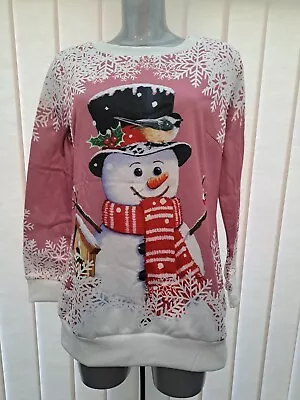 Buy Christmas Jumper Snowman Pink Size L BNIP • 10.99£