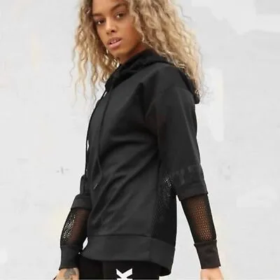Buy Ivy Park Adidas Hoodie Oversized Mesh Back Beyonce Side Zip Black Medium • 71.13£
