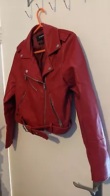 Buy Pull & Bear Red Faux Leather Jacket Size M  • 14.99£