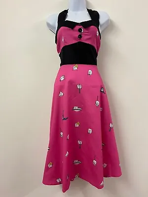 Buy Halterneck Dress 1950s Goth Emo Rockabilly Vintage Retro Suicidal Sugar Pink • 12.74£