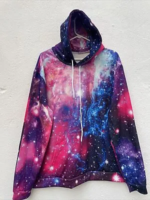 Buy Spaced Skater Hoodie Mens Extra Large Blue All Over Universe Trippy OversizedY2K • 12.99£