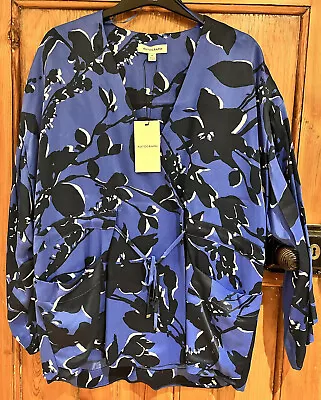 Buy Woman’s New M&S Autograph Blue Floral  Satin Jacket  Size Medium • 10£