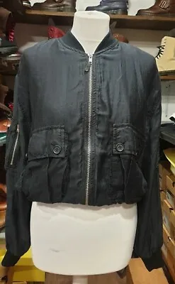 Buy NEW!! Vintage Dr Martens Black Cropped Bomber Jacket XL 65 % Viscose 35% Silk • 45.99£