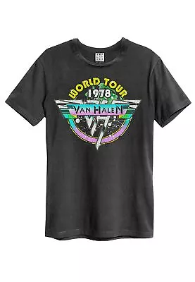 Buy Amplified Van Halen World Tour 78' Mens T-Shirt In Charcoal L Charcoal • 22.94£