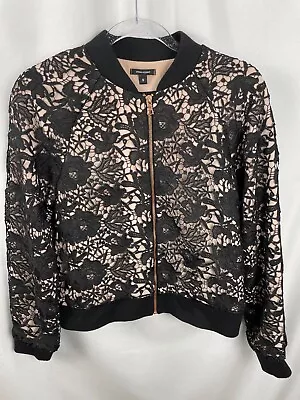 Buy Stella & Dot Women's Size Small Zip-Up Fashion Jacket Black Lace On Pink • 32.68£