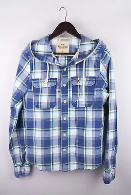 Buy Hollister Men Casual Hoodie Shirt Blue Check Cotton Size S • 23.95£