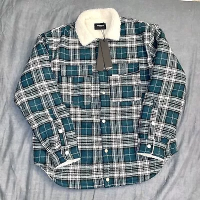 Buy BNWT REPRESENT CLO Sherpa Fleece Lined Checked Jacket Flannel Green S Small • 129.95£