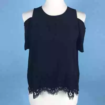 Buy Madewell Wmns Silk Cold Shoulder Lace Business Casual Blouse Top Size XS Black • 11.77£