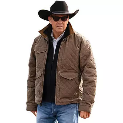 Buy John Dutton Yellowstone Season 5 Kevin Costner Brown Quilted Jacket • 100.85£