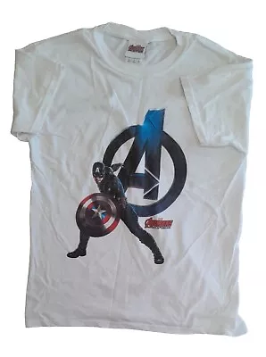 Buy Boys 100% Cotton Marvel Age Of Ultron White T-Shirt Size M (age 10-12 Years) • 8.99£