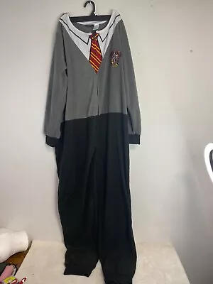 Buy Harry Potter Hooded Zip Up No Feet Pajamas Gryffindor Adult Sz XL • 17.83£