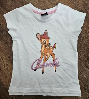 Buy Girls Disney Bambi Tshirt Age 2-3 Years Short Sleeved White • 3.50£