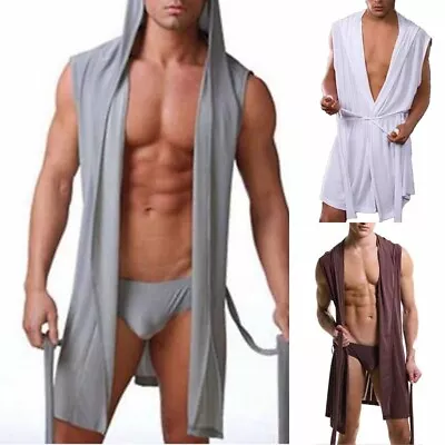 Buy Elevate Your Homewear Game With Our Fashionable Hooded Silk Pajamas For Men • 18.94£