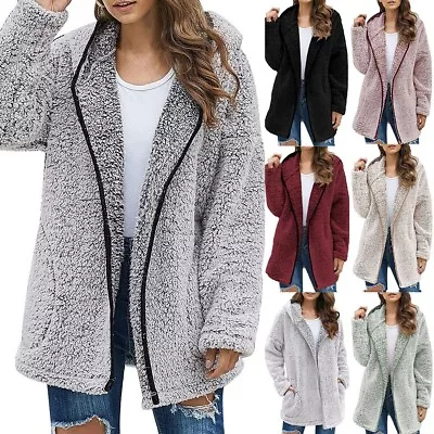 Buy Ladies Plus Size Long Sleeve Hooded Fleece Jacket For Cold Weather Protection • 15.23£