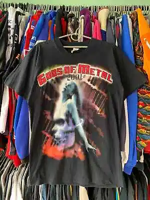 Buy Vintage 2001 Gods Of Metal Megadeth Motorhead Rock Band Tee T Shirt Men's Size M • 113.99£