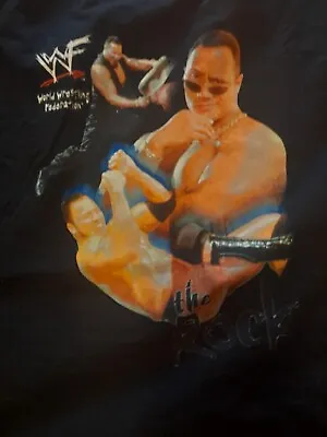 Buy WWF WWE World Wrestling Federation The Rock Black T-shirt Size XL • 19.99£
