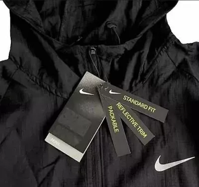 Buy Nike Running Jacket Essential CU5358 010 Mens Repel Windrunner Hoodie Size XL • 49.99£