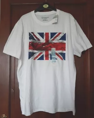 Buy BNWT Size L Union Jack Print White T-Shirt Primark Cotton  • 8.50£