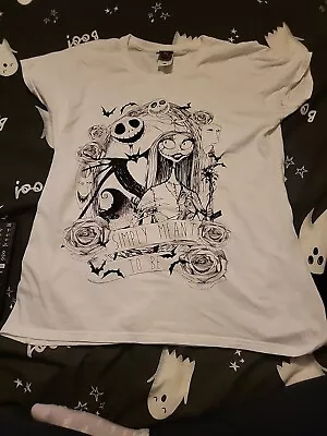Buy Ladies Whote Nightmare Before Christmas T Shirt Size L 12 Ish • 9£