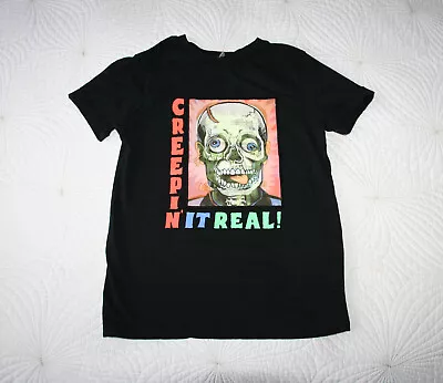 Buy George Boy Black 2 Way Hologram Creepy Zombie Motif T-Shirt Halloween Sz 6-7 Yrs • 3.99£