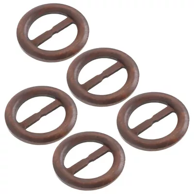 Buy 5 Round Wooden T-Shirt Clips Scarf Rings Clothing Clasp Buckles • 7.58£