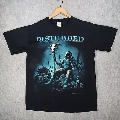 Buy Disturbed Shirt Mens Large Black Skulls Throne Band Y2K 2008 Gnarly Top • 19.95£