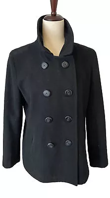Buy Old Navy Peacoat Size Medium Black PolyWool Blend Double Breasted Jacket Coat • 18.75£