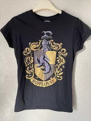 Buy Harry Potter Hufflepuff Badger Ladies Black T-Shirt S/M • 10£