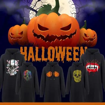 Buy Womens Long Hoodies Casual Sweatshirt Pullovers Long Sleeve Halloween Tunic Jump • 15.99£