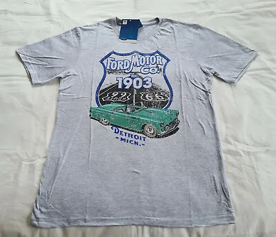 Buy Ford Mens Route 66 Thunderbird Grey Printed Short Sleeve T Shirt Size M New • 12.37£