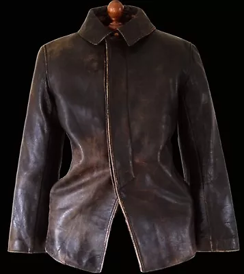 Buy 40s WW2 GERMAN LUFTWAFFE Leather Officers Police Tanker Dispatch WW1 Coat Jacket • 25£
