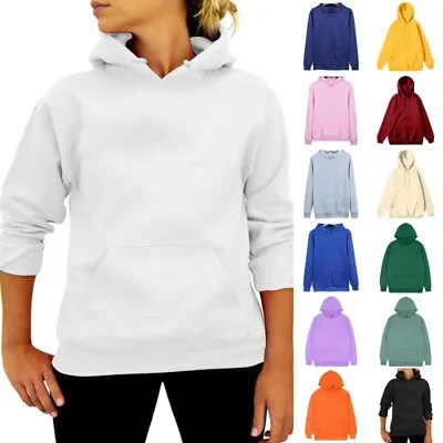 Buy Women Hoodies Fleece Sweatshirt Ladies Casual Plain Long Sleeve  Pullover Tops • 9.99£