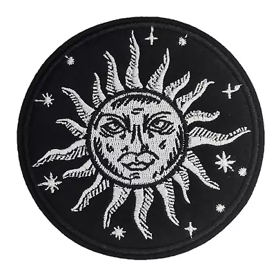 Buy Sun Iron On Patch Old Style Image Sun With Face Badge Motif 10.5cm Biker P276 • 3.71£