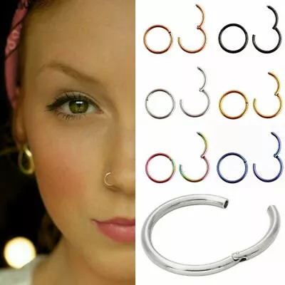 Buy Hinged Piercing Clicker Hoop Sleeper Earring Ear Ring Tragus Nose Stainless Lip • 2.79£