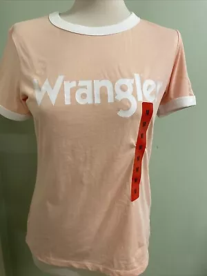 Buy Wrangler Ladies T Shirt Size M, Peach, White Logo BNWT  • 5.99£