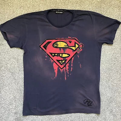 Buy Relgion Distressed Superman T-shirt With Rhinestone Detail 42 Chest • 18.99£