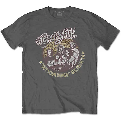 Buy Aerosmith T-Shirt Cheetah Band New Grey Official • 14.95£