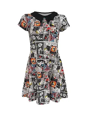 Buy Comic Strip Book Skulls Classic Vintage Retro 50's Print Collar Rockabilly Dress • 29.99£