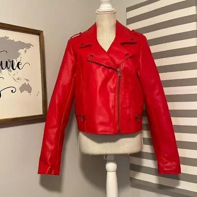Buy Riverdale Southside Serpents Red Faux Leather Cheryl Blossom Biker Jacket Sz M • 48.26£