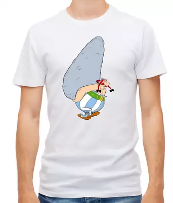 Buy Obelix Carrying Stones White/Black Short Sleeve Men T Shirt H518 • 9.98£