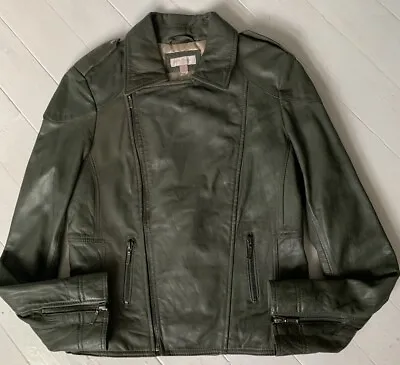 Buy Immaculate *gharani Strok* Size S Rrp £250 Green  Genuine Leather Biker Jacket • 12.99£