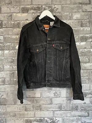 Buy LEVI'S Jeans Denim Jacket Small Black Faded Buttoned 70507 Red Label Mens • 40£