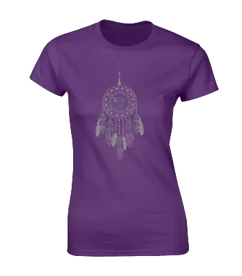 Buy Sun And Moon Dreamcatcher Ladies T Shirt Native American Tribal Summer Fashion • 7.99£