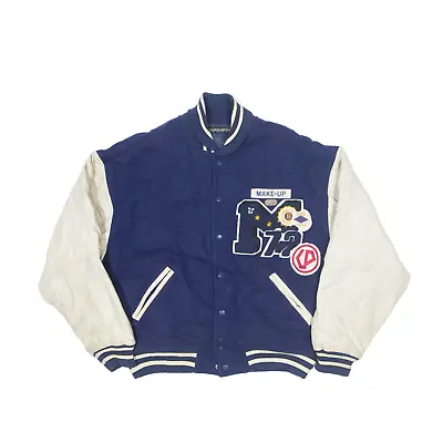 Buy Vintage MAKE UP CO LTD Varsity USA Jacket Blue 90s Mens L • 21.99£