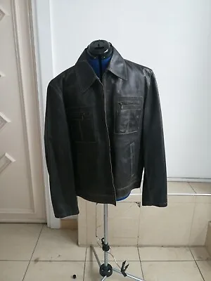 Buy Classic Gents Real Leather Jacket Men Black Casual Blazer Top Size Large UK  • 49.99£
